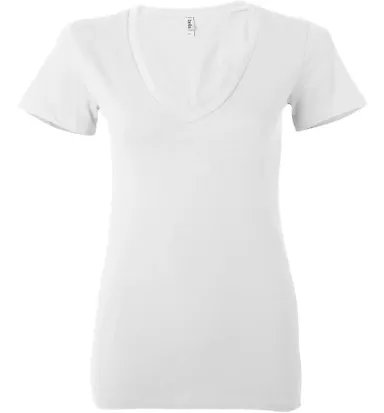 BELLA 6035 Womens Deep V Neck T Shirts in White front view