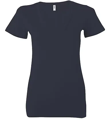BELLA 6035 Womens Deep V Neck T Shirts in Navy front view