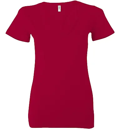 BELLA 6035 Womens Deep V Neck T Shirts in Red front view