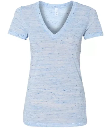 BELLA 6035 Womens Deep V Neck T Shirts in Blue marble front view