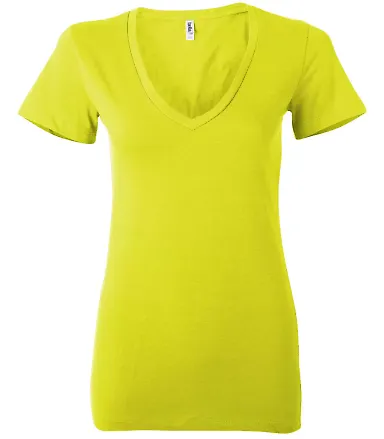 BELLA 6035 Womens Deep V Neck T Shirts in Neon yellow front view