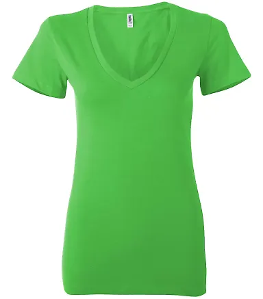 BELLA 6035 Womens Deep V Neck T Shirts in Neon green front view