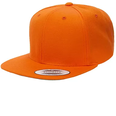 Yupoong 6089M Wool Blend Snapback GREEN Under Bill in Orange front view