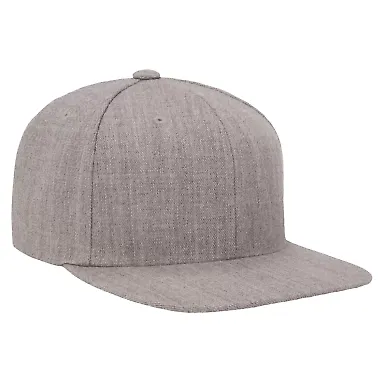 Yupoong 6089M Wool Blend Snapback GREEN Under Bill in Heather grey front view