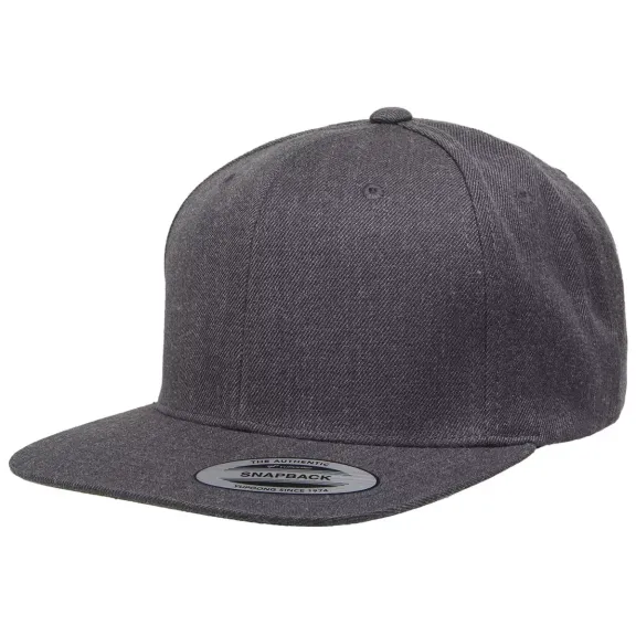 Yupoong 6089M Wool Blend Snapback GREEN Under Bill in Dark heather