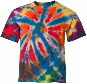Dynomite 20BTD Tie-Dye Youth Rainbow Cut Spiral Te in Champ front view