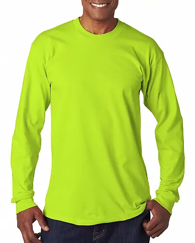 6100 Bayside Adult Long-Sleeve Cotton Tee in Lime green front view