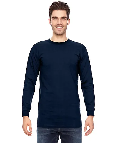 6100 Bayside Adult Long-Sleeve Cotton Tee in Navy front view