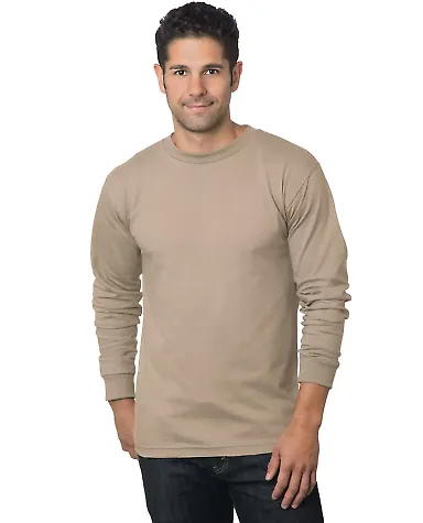 6100 Bayside Adult Long-Sleeve Cotton Tee in Sand front view