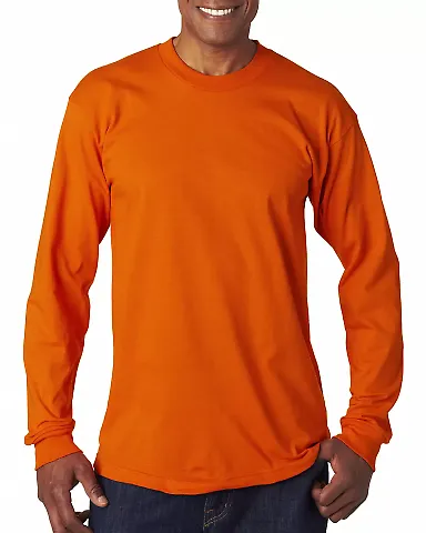 6100 Bayside Adult Long-Sleeve Cotton Tee in Orange front view