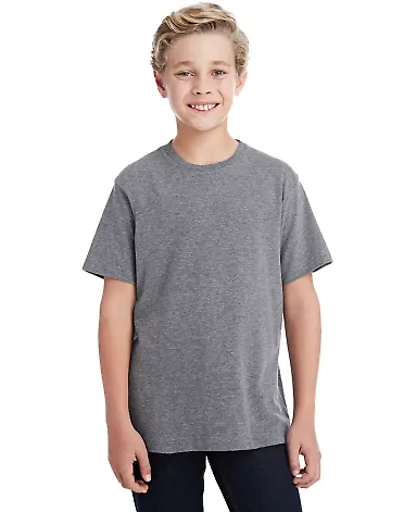 6101 LA T Youth Fine Jersey T-Shirt in Granite heather front view