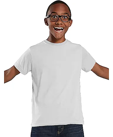 6101 LA T Youth Fine Jersey T-Shirt in Blended white front view