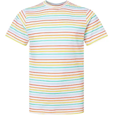 6101 LA T Youth Fine Jersey T-Shirt in Rainbow stripe front view