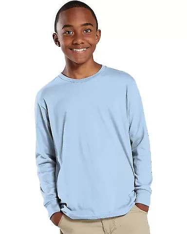 6201 LA T Youth Fine Jersey Long Sleeve T-Shirt in Light blue front view