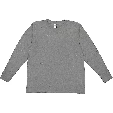 6201 LA T Youth Fine Jersey Long Sleeve T-Shirt in Granite heather front view