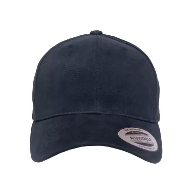 6363 Yupoong Solid Brushed Cotton Twill Cap in Navy front view