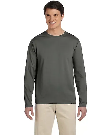 64400 Gildan Adult Softstyle Long-Sleeve T-Shirt in Military green front view