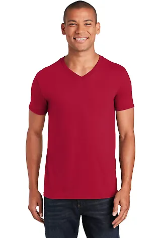 64V00 Gildan Adult Softstyle V-Neck T-Shirt in Cherry red front view