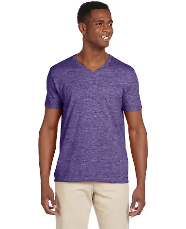 64V00 Gildan Adult Softstyle V-Neck T-Shirt in Heather purple front view