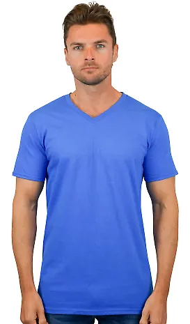 64V00 Gildan Adult Softstyle V-Neck T-Shirt in Royal blue front view