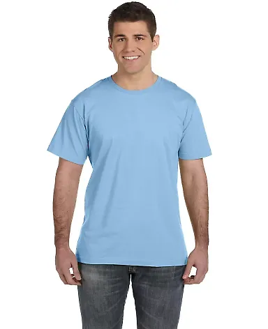 6901 LA T Adult Fine Jersey T-Shirt in Light blue front view