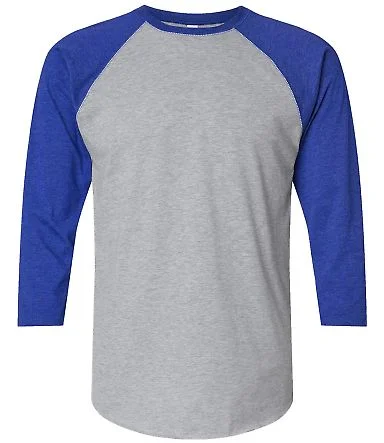 6930 LA T Adult Vintage Baseball T-Shirt in Vintage heather/vintage royal front view