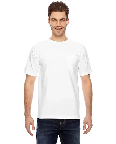 7100 Bayside Adult Short-Sleeve Tee with Pocket White front view