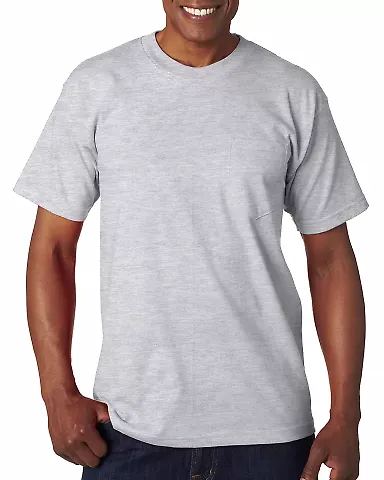 7100 Bayside Adult Short-Sleeve Tee with Pocket in Ash front view