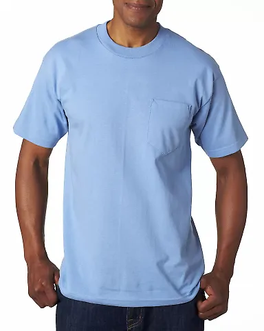 7100 Bayside Adult Short-Sleeve Tee with Pocket in Carolina blue front view