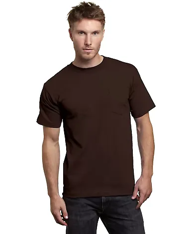 7100 Bayside Adult Short-Sleeve Tee with Pocket in Chocolate front view