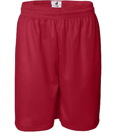 7209 Badger Adult Mesh/Tricot 9-Inch Shorts Red front view