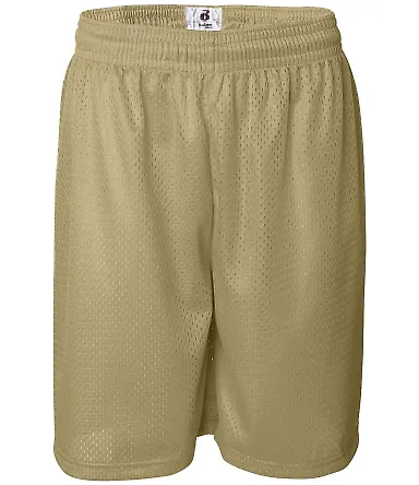 7209 Badger Adult Mesh/Tricot 9-Inch Shorts Vegas Gold front view