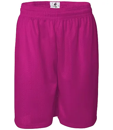 7209 Badger Adult Mesh/Tricot 9-Inch Shorts Hot Pink front view