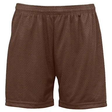 7216 Badger Ladies' Mesh/Tricot 5-Inch Shorts in Brown front view
