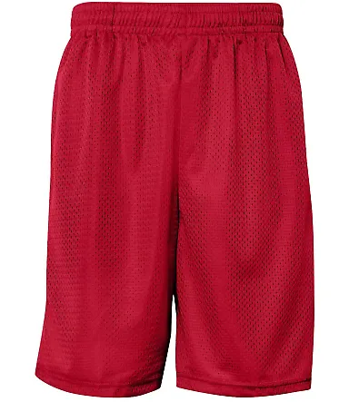 7219 Badger Adult Mesh Shorts With Pockets Red front view