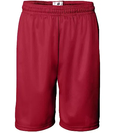 7239 Badger Adult Mini-Mesh 9-Inch Shorts Red front view