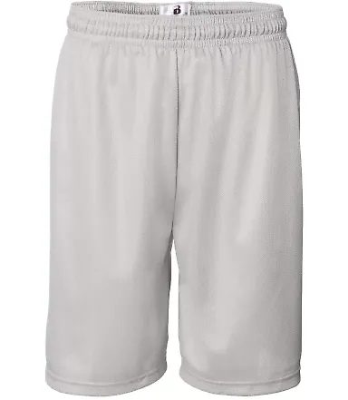7239 Badger Adult Mini-Mesh 9-Inch Shorts Silver front view