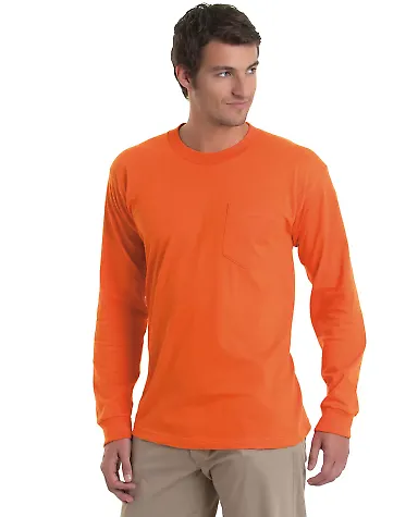 8100 Bayside Adult Long-Sleeve Cotton Tee with Poc Orange front view