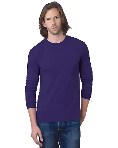 8100 Bayside Adult Long-Sleeve Cotton Tee with Poc Purple front view