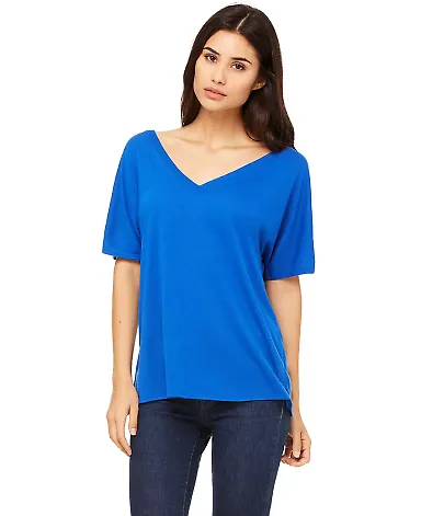 BELLA 8815 Womens Flowy V-Neck T-shirt in True royal front view