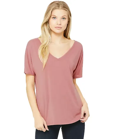 BELLA 8815 Womens Flowy V-Neck T-shirt in Mauve front view