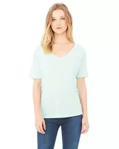 BELLA 8815 Womens Flowy V-Neck T-shirt in Mint front view