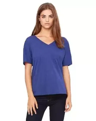 BELLA 8815 Womens Flowy V-Neck T-shirt in Navy triblend front view