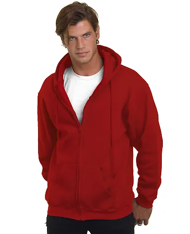900 Bayside Adult Hooded Full-Zip Blended Fleece CARDINAL front view