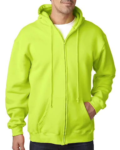 900 Bayside Adult Hooded Full-Zip Blended Fleece Lime Green front view