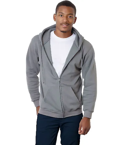 900 Bayside Adult Hooded Full-Zip Blended Fleece CHARCOAL front view