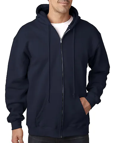 900 Bayside Adult Hooded Full-Zip Blended Fleece NAVY front view