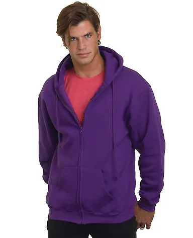 900 Bayside Adult Hooded Full-Zip Blended Fleece PURPLE front view