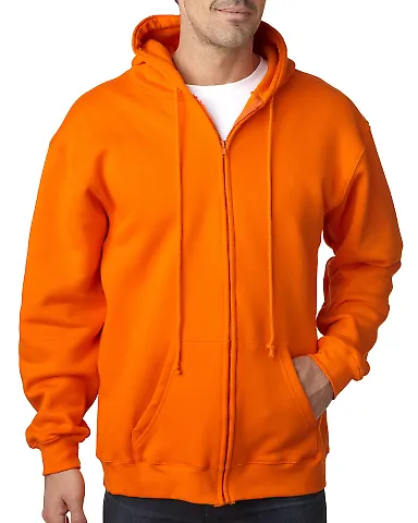 900 Bayside Adult Hooded Full-Zip Blended Fleece BRIGHT ORANGE front view