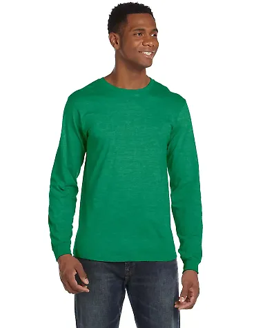 949 Anvil Adult Long-Sleeve Fashion-Fit Tee in Heather green front view